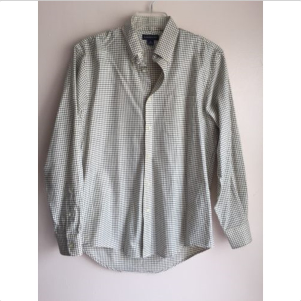 Lands' End Men's Button Down Plaid Shirt Cotton